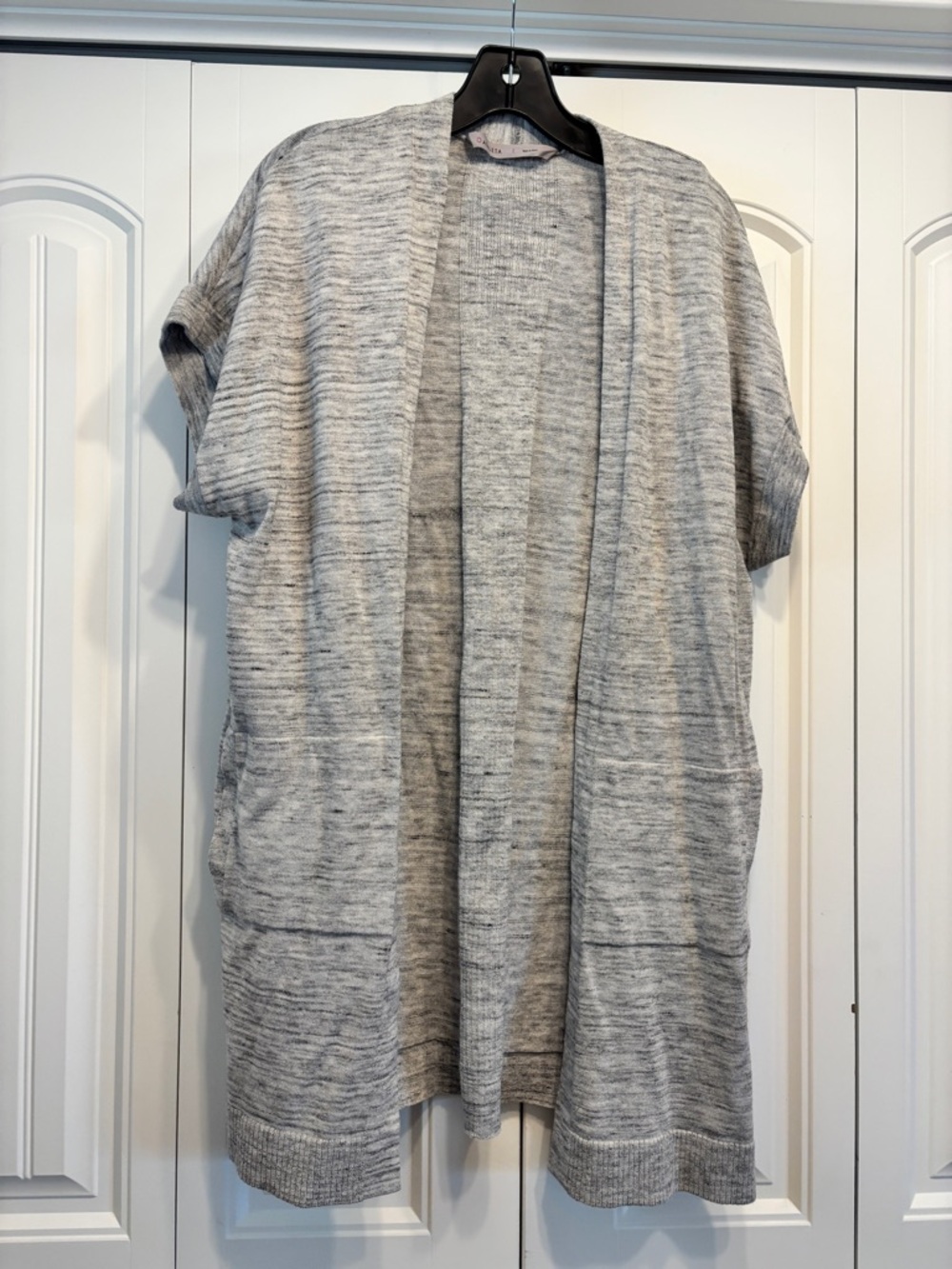 Athleta Light Gray Open-Front Knit Cardigan Small